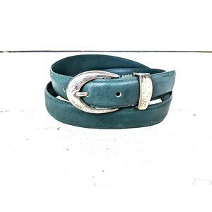 Vintage green skinny leather belt